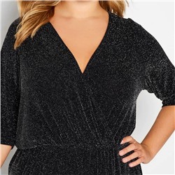 Женский нарядный блестящий комбинезон Plus Size