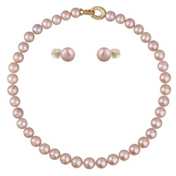 Комплект Эдисон шампань розе (жемчуг 10-11мм; покрытие золото) 44-46см