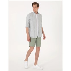 Yeşil Slim Fit Uzun Kollu Gömlek