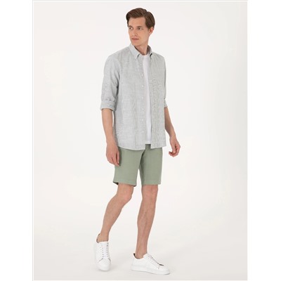 Yeşil Slim Fit Uzun Kollu Gömlek