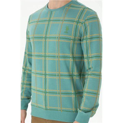Erkek Mint Bisiklet Yaka Sweatshirt