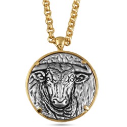 Кулон Телец (покрытие золото, античное серебро) 95см, Есть комплект