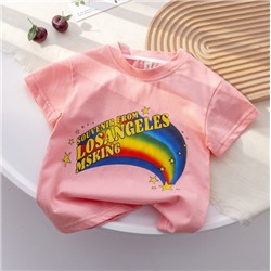 Футболка с короткими рукавами и объемным принтом для девочек. Хлопок 90%