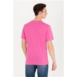 Erkek Pembe Basic Bisiklet Yaka Tişört