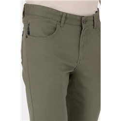Erkek Koyu Haki Slim Fit Kanvas Pantolon
