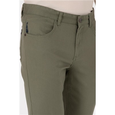 Erkek Koyu Haki Slim Fit Kanvas Pantolon