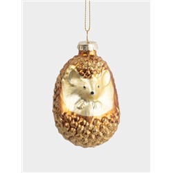 Игрушка елочная, 6x9 см, стекло, коричневый, Ежик, New year