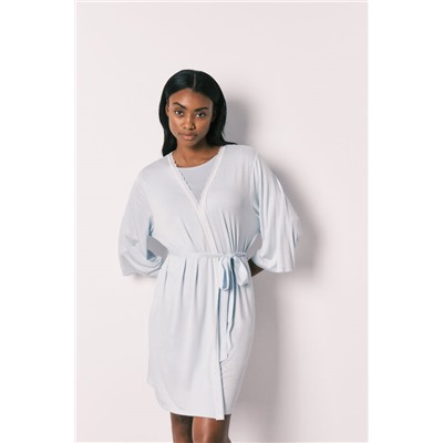 Bata midi viscosa tacto suave azul