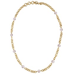 Колье Симбиоз (Майорка холодно-розовая 12мм; покрытие золото) 77-90см, Есть комплект