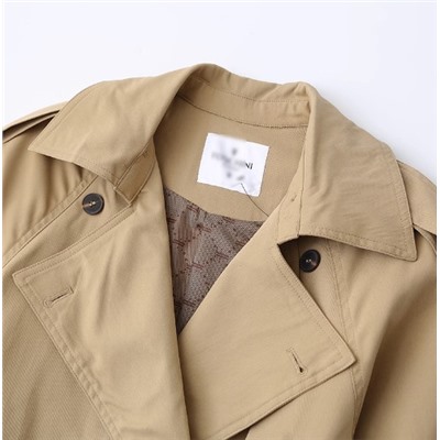 Женский двусторонний тренчкот с длинным рукавом и воротником-стойкой