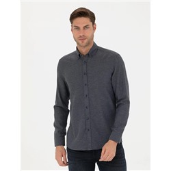 Lacivert Slim Fit Uzun Kollu Gömlek