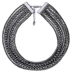 Колье Виктория (Майорка темно-серая 3-6мм; покрытие родий) 36-40см, Есть комплект