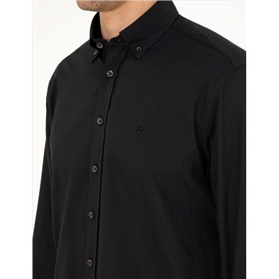Siyah Regular Fit Uzun Kollu Gömlek