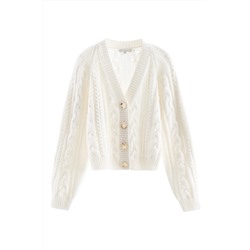 Cárdigan de lana y mohair Crudo