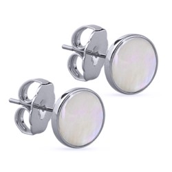 Пусеты Амфитрита (перламутр 10мм; покрытие родий), Есть комплект