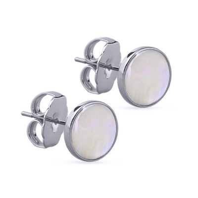 Пусеты Амфитрита (перламутр 10мм; покрытие родий), Есть комплект