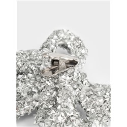 Украшение декоративное, 13 см, на клипсе, пластик, серебристое, Бант, New year