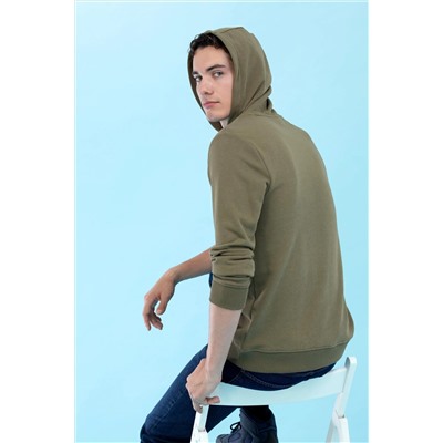 Haki Kapüşonlu Basic Sweatshirt (Unisex)