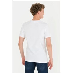 Erkek Beyaz Bisiklet Yaka Tişört