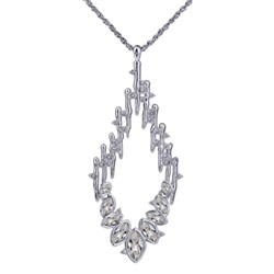 Кулон Ажур (кристаллы SW белые; покрытие родий) 90см, Есть комплект