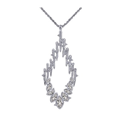 Кулон Ажур (кристаллы SW белые; покрытие родий) 90см, Есть комплект