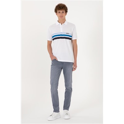 Erkek Regular Fit Polo Yaka Beyaz Tişört