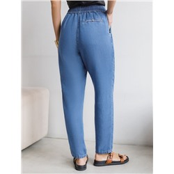 Брюки бананы с поясом на резинке из джинсового лиоцелла