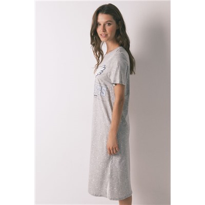 Camisola midi algodón print Hedwig gris