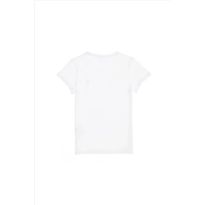 Çocuk Beyaz Bisiklet Yaka Tişört