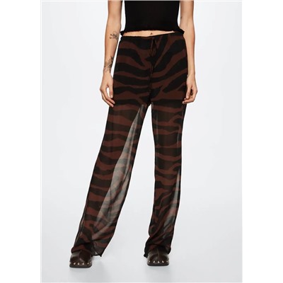 Pantalón recto animal print -  Mujer | MANGO OUTLET Melilla