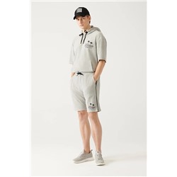 Avva Gri Unisex Havlu Kapüşonlu %100 Pamuk Comfort Fit Rahat Kesim 2'li Sweatshirt Şort Takım A31y3345 A31Y3345