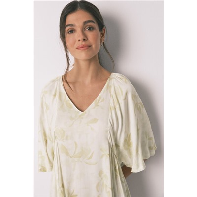 Camisón largo estampado manga ancha