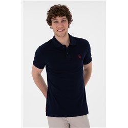 Erkek Slim Fit Polo Yaka Lacivert Basic Tişört