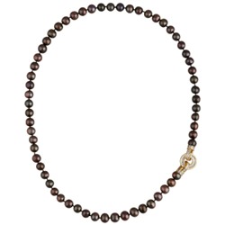 Колье (жемчуг темный шоколад 8-9мм, фианит; покрытие золото) 55см, Есть комплект