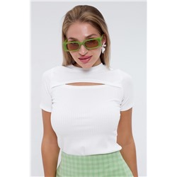 Кофта женская в рубчик с акцентным декольте 2ксL SMILE