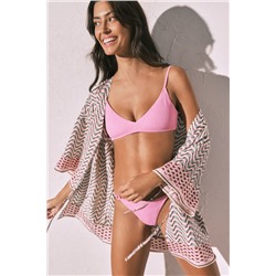 Top bikini triangular textura crinkle rosa