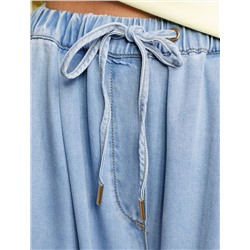 Брюки-палаццо с поясом на резинке из джинсового лиоцелла