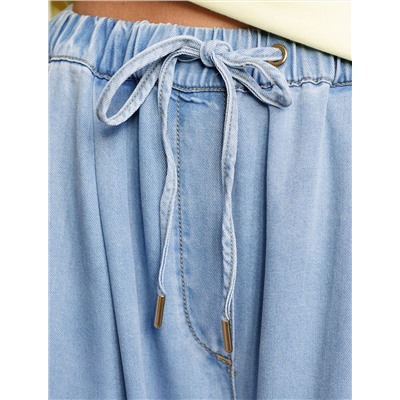 Брюки-палаццо с поясом на резинке из джинсового лиоцелла