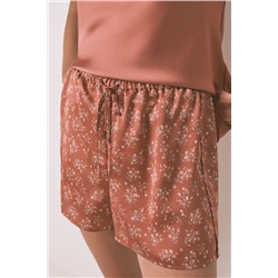 Pijama corto satén naranja