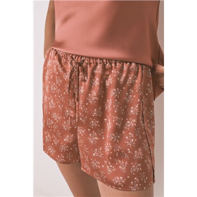 Pijama corto satén naranja