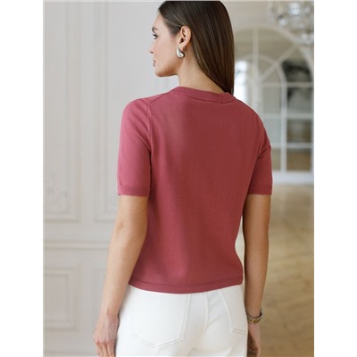 Кардиган c коротким рукавом вязаный из хлопка с акрилом