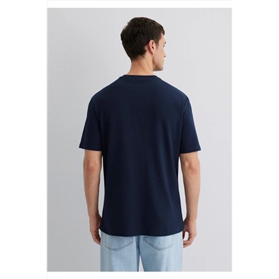 Mavi Baskılı Lacivert Tişört Loose Fit / Bol Rahat Kesim 0612796-70490