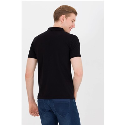 Erkek Siyah Basic Polo Yaka Tişört