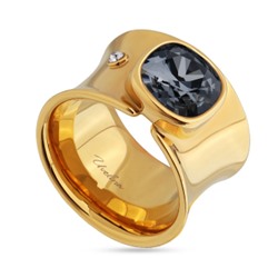 Кольцо Триумф (кристаллы SW темно-серые 10мм; покрытие золото), Есть комплект