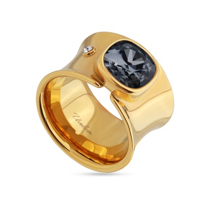 Кольцо Триумф (кристаллы SW темно-серые 10мм; покрытие золото), Есть комплект