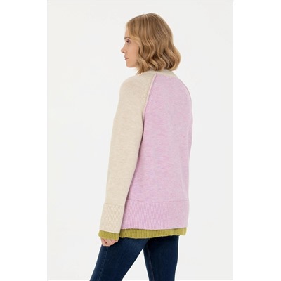 Kadın Lila Bisiklet Yaka Kazak