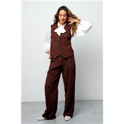 Костюм брючный вельветовый с жилеткой 399BRN