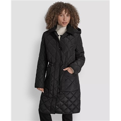 DKNY Women's Corduroy-Collar Quilted Anorak Coat