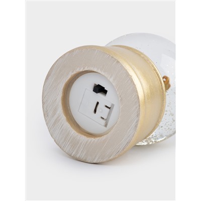 Снежный шар, 7 см, с подсветкой, стекло/полирезин, золотистый, Ель с подарками, New year