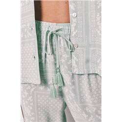 Pijama camisero largo manga corta estampado bandana verde